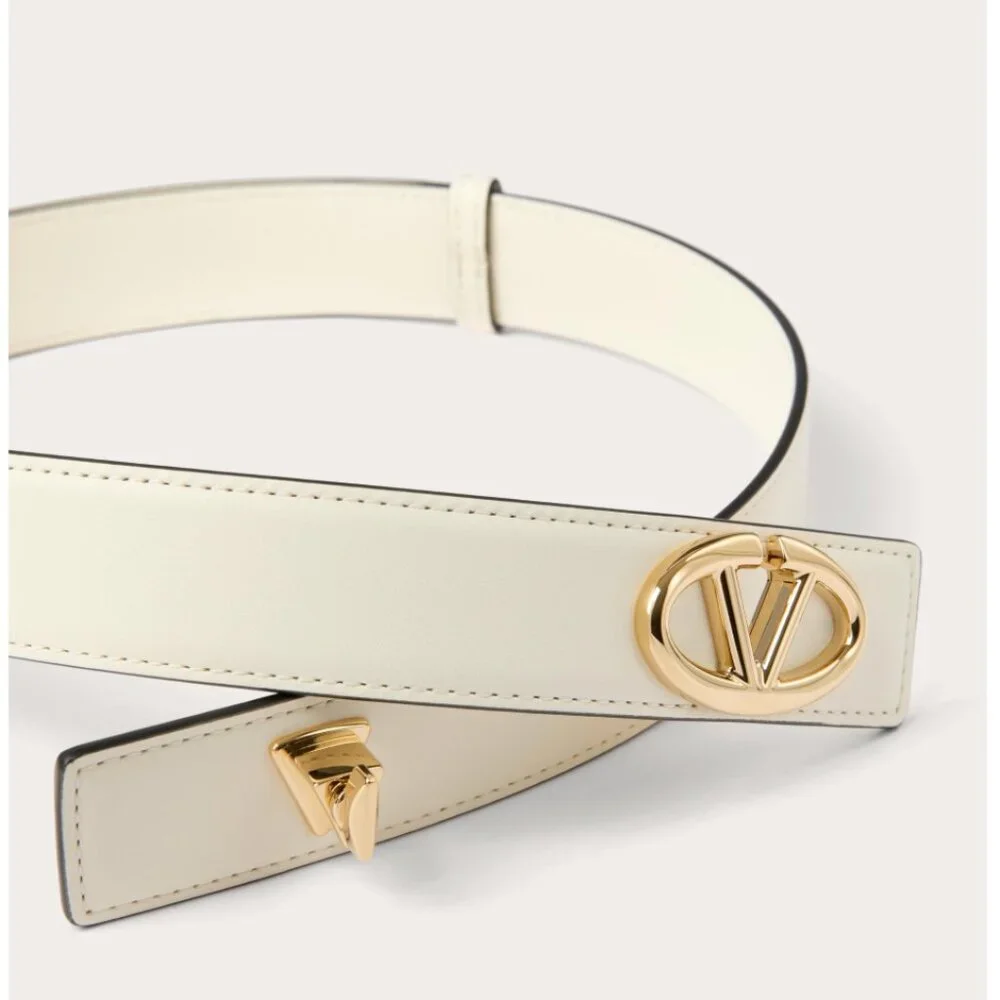 Valentino Garavani Belt VLOGO Locker Buckle Leather Ivory 90/36